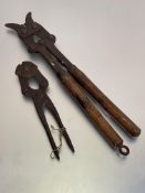 WWI wire cutters, one pair marked Wolseley 1916, the other indistinctly marked but arrow mark