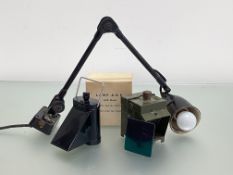 WWII British Lantern Electric Traffic no.2 with extra green lens and an ARP lamp with hood in