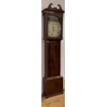 A 19th century inlaid mahogany longcase clock, the swan neck pediment over arched hood, full
