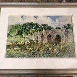 Sturge, historic bridge in countryside, watercolour, signed bottom right, (33cm x 51cm)