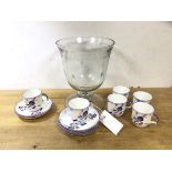 A mixed lot including six Foley demitasse cups and saucers, cups (6cm h), and a footed glass