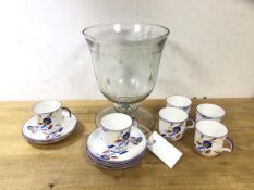 A mixed lot including six Foley demitasse cups and saucers, cups (6cm h), and a footed glass