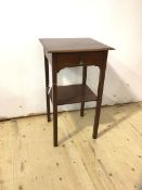 An early 20thc mahogany side table the square moulded top over single drawer on straight square