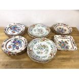 A quantity of 19thc china including Mason's Ironstone plates, (26cm d), Fenton Stoneworks plate,