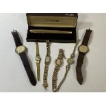 Two gentlemans wrist watches including a Rotary and a Q&Q, four ladies wrist watches and a Parker