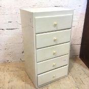 A painted chest of drawers with bank of five drawers, (94cm x 50cm x 42cm)