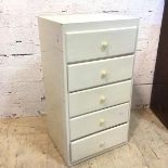 A painted chest of drawers with bank of five drawers, (94cm x 50cm x 42cm)