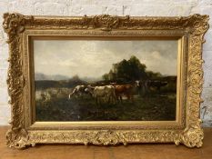 John Rathbone Harvey, (1862-1933), pastoral scene, oil on canvas, signed bottom right, (37cm x