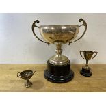 A silver trophy, Birmingham, an Epns trophy inscribed TSB Trust Co Ltd, and a trophy Lothe Bowl, (