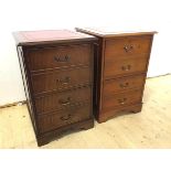 Two Georgian style cabinets both with tooled leather tops over two hanging file drawers on bracket