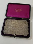 A silver card case, Birmingham, with foliate engraving in Wilson & Sharp of Edinburgh box, (10cm x