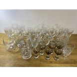 A quantity of drinking glasses including Caithness port glasses (10cm h), brandy snifters, whisky