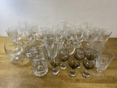 A quantity of drinking glasses including Caithness port glasses (10cm h), brandy snifters, whisky