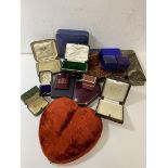 A quantity of vintage jewellery boxes including those from Bright Sons Ltd, Scarborough, V