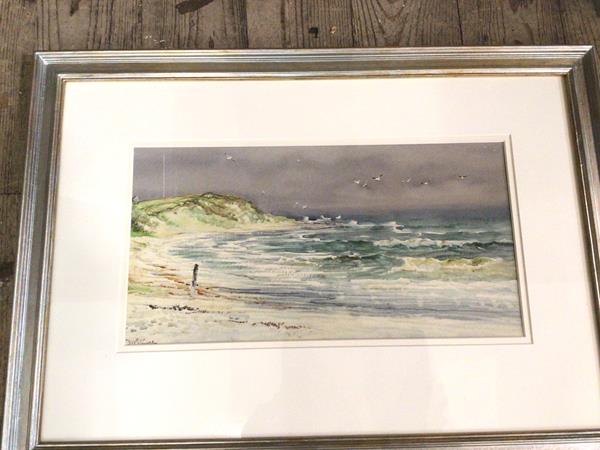 Sturge, coastal scene, watercolour, signed bottom left, (19cm x 36cm)