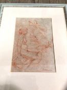 Peter Osborne, life studies, conte pencil, signed bottom right, paper label verso, (31cm x 22cm)