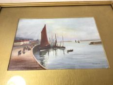 DE Horne, harbour scene, oil, signed bottom right (18cm x 25cm)