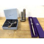 A mixed lot including a Georg Jensen bar set including cork screw, bottle opener, and cork, a