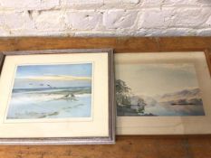 After Peter Scott, Water birds on marsh, reproduction print, (18cm x 25cm), and WH Cooper,