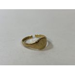 A 9ct gold signet ring, size q, weighs 2.29 grammes