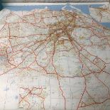 Four large original 1980's Lothian Regional transport bus route maps, (91cm x 127cm)