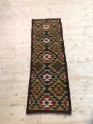 Maimana Kelim runner rug of geometric design, (193cm x 61cm)