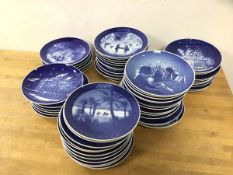 A large collection Royal Copehagen and B&G Danish china Christmas plates covering dates 1970 through