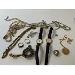 A quantity of silver and costume jewellery including Scottish brooch with polished stones, (6cm x