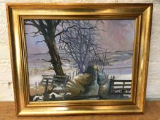 Crawford, winter landscape, oil, signed and dated '87 bottom right, (38cm x 48cm)