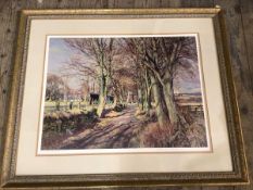 Patrick McIntosh, country path in winter, limited edition print 239/850, signed bottom right, (