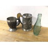 A mixed lot including a vintage soda bottle inscribed Idris and by Royal Warrant, (19cm h) and two