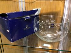 A Gleneagles crystal bowl with cut thistle decoration to sides, (14.5cm x 23cm) with original box