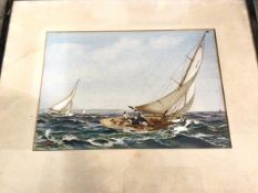 Smith Stewart, racing sailboat, watercolour, (24cm x 35cm)