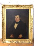 19thc School, half length portrait of gentleman, oil, a/f (90cm x 69cm)