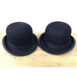 Two bowler hats, one inscribed The New Lephyry, size 3 1/4, the other inscribed Dunn & Co, self-