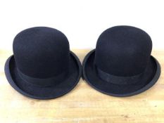 Two bowler hats, one inscribed The New Lephyry, size 3 1/4, the other inscribed Dunn & Co, self-
