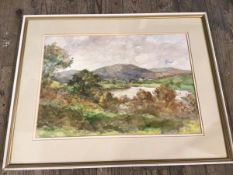 H Dobson, valley with loch, watercolour, signed bottom right, (37cm x 53cm)