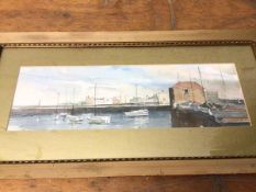 J Banks, Scottish Harbour scene, watercolour, signed left and dated, (12cm x 37cm)