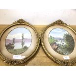 Two 19thc oval landscapes, one of waterfalls, signed A Knowle, 'dated '86 bottom right, (28cm x