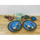 A near pair of Chinese cloisonne plates,