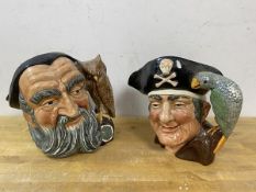 Two Royal Doulton china toby jugs including Merlin,