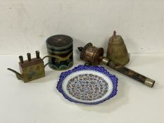 A mixed lot including a Chinese cloisonne circular box with dragon to exterior and flaming pearl