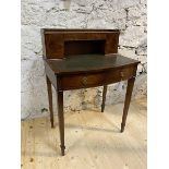 A ladies mahogany writing desk, the 3/4 galleried superstructure with part concave front having