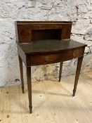 A ladies mahogany writing desk, the 3/4 galleried superstructure with part concave front having