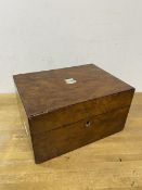 A late 19th early 20thc toiletry box with arrangement of trays and compartments, glass bottles and