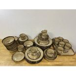 A Denby pottery Savoy pattern part dinner service with eight dinner plates,