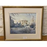 Fielder, a circular building in winter, watercolour, signed and dated '88 (?) bottom left,