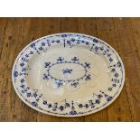 A Minton Danish pattern blue and white meat platter, marked to base, (54cm x 42cm)