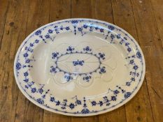 A Minton Danish pattern blue and white meat platter, marked to base, (54cm x 42cm)