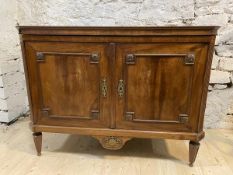 A 19thc metamorphic mahogany side cabinet, the cross-banded fold up top reveals secret bar with